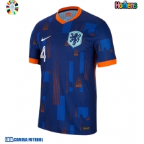 Camisa de Futebol Holanda Virgil van Dijk #4 Equipamento Secundário Europeu 2024 Manga Curta